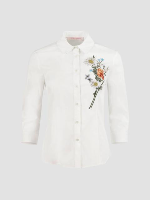CAROLINA HERRERA Women's Embroidered Floral Cotton-Blend Shirt - White