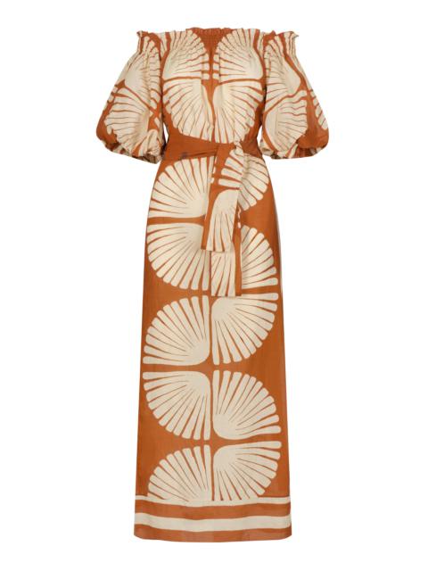 Amazonia Peruana Off-The-Shoulder Cotton Maxi Dress print