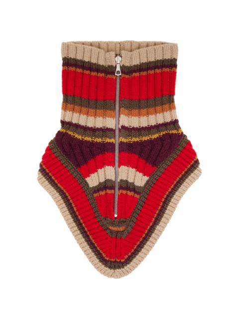 Dries Van Noten Red Wool Zip Collar Scarf