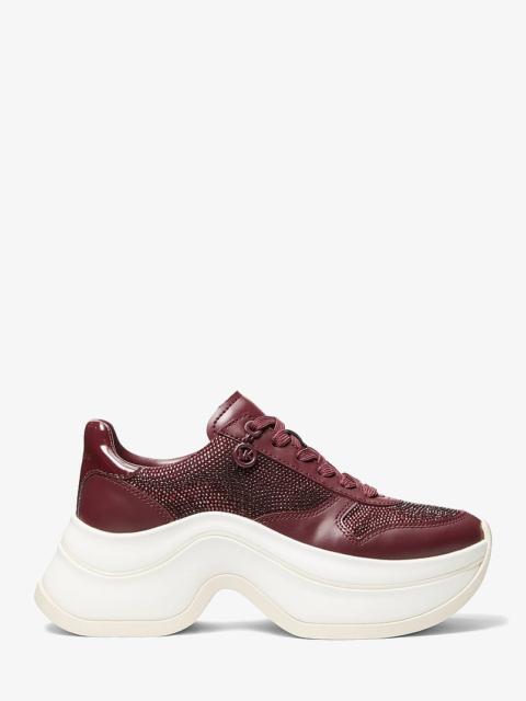 MICHAEL KORS Arla Embellished Leather Trainer