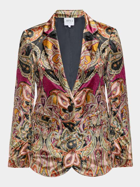 MISA Catroux Paisley Velvet Single-Breasted Blazer