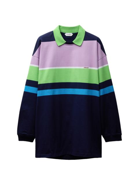 VERSACE Women's Striped Cotton Long-Sleeve Polo Shirt