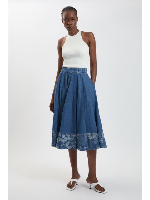 KAREN MILLEN Jacquard Denim Full Skirt
