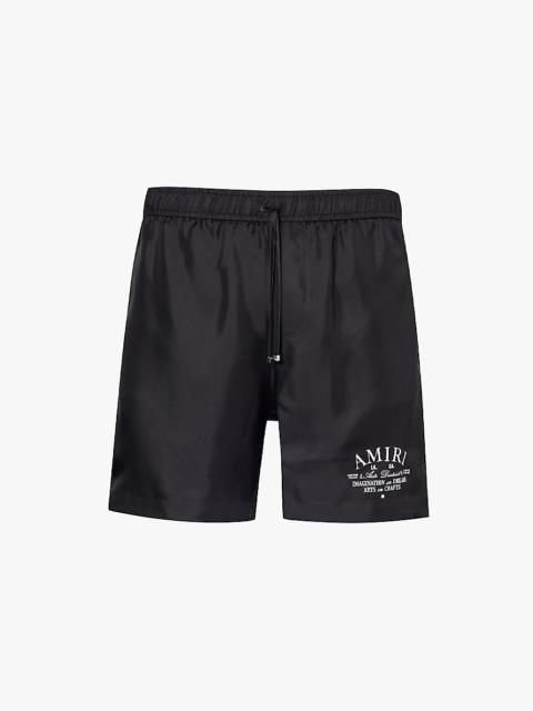 Arts District brand-print silk shorts