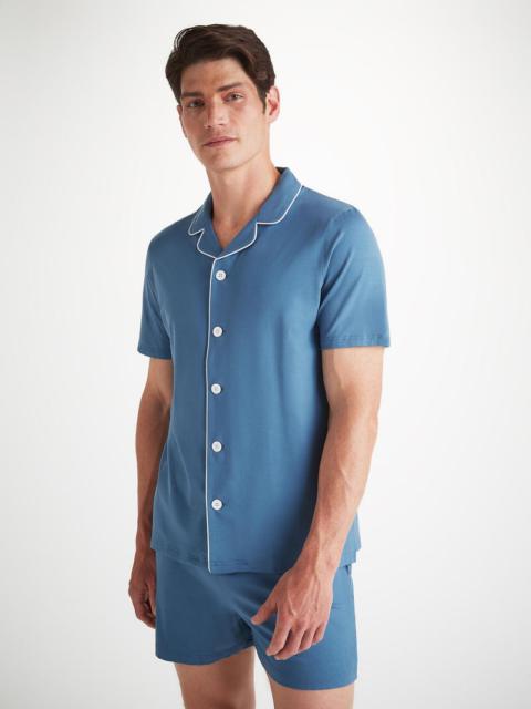 Derek Rose Men's Short Pajamas Basel Micro Modal Stretch Steel Blue