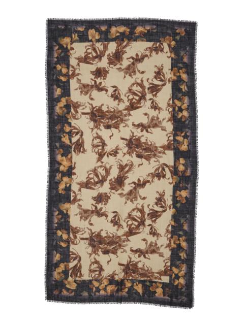 Dries Van Noten Men's Printed Wool Scarf - Beige