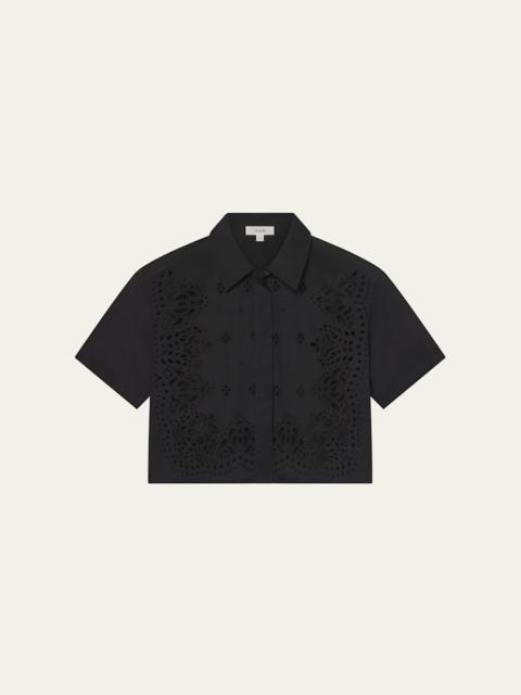 A.L.C. Jade Short-Sleeve Eyelet Top