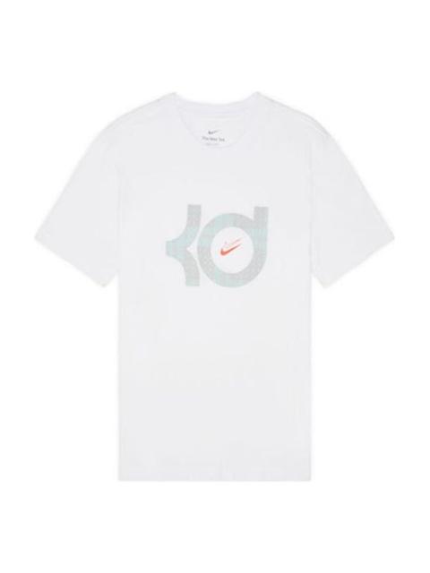 Nike Nike Dri-FIT KD Logo Geometry Pattern Printing Solid Color Short Sleeve White DQ1876-100