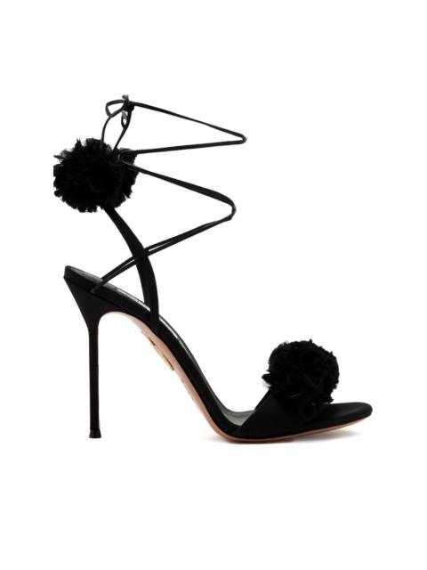 AQUAZZURA 105mm Cherry Kiss pompom tie sandals