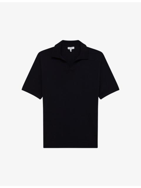 REISS Duchie open-collar short-sleeve wool polo