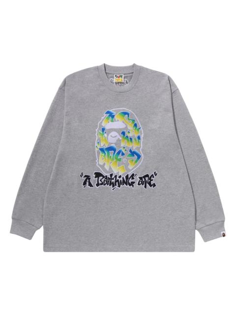 A BATHING APE® BAPE Gradient Ape Head Oversized Long-Sleeve Tee 'Grey'