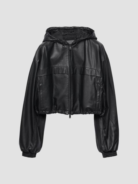 Prada Women's Hooded Nappa Leather Jacket - Black