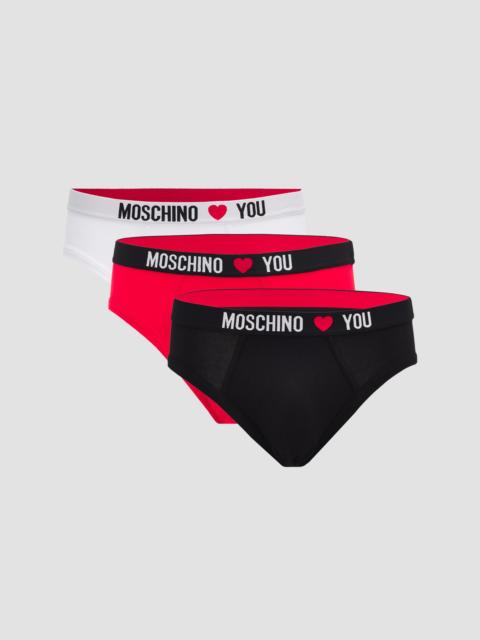 Moschino Men's My Valentine Stretch-Jersey Variety Brief 3-Pack - Multi