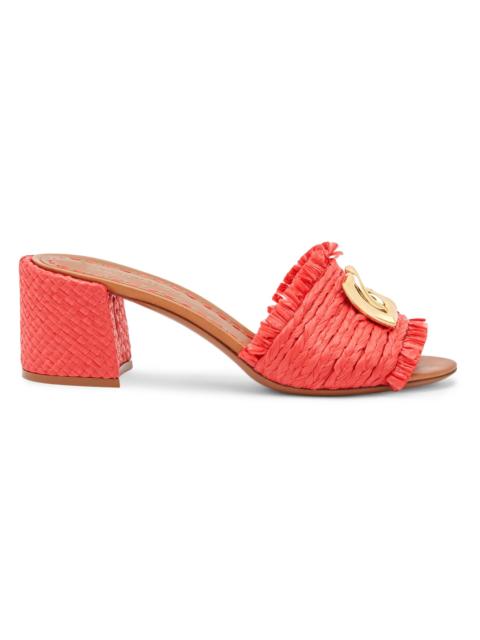 Dolce & Gabbana Women's Woven Logo Block-Heel Sandals - Rosso Sabbia