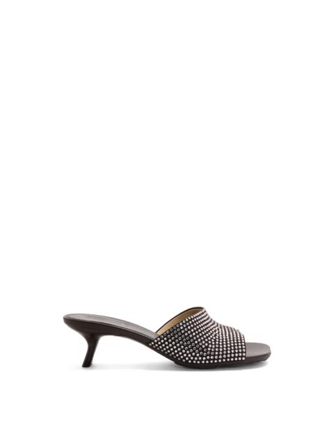 Loewe Petal kitten heel slide in suede and crystals