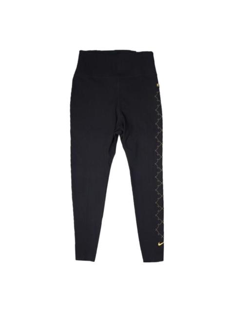 Nike (WMNS) Nike Side Pattern Yoga Slim Fit Sports Gym Pants/Trousers/Joggers Black DM7259-010