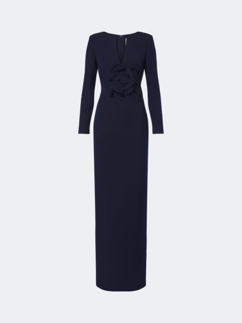 ROLAND MOURET Floral-appliqué crêpe gown