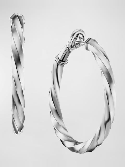 DAVID YURMAN Cable Edge Hoop Earrings in Silver, 4mm, 1.5"