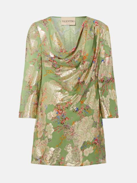 Valentino Draped fil coupé silk-blend lamé minidress