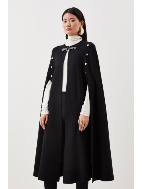 KAREN MILLEN Viscose Blend Military Knit Longline Cape