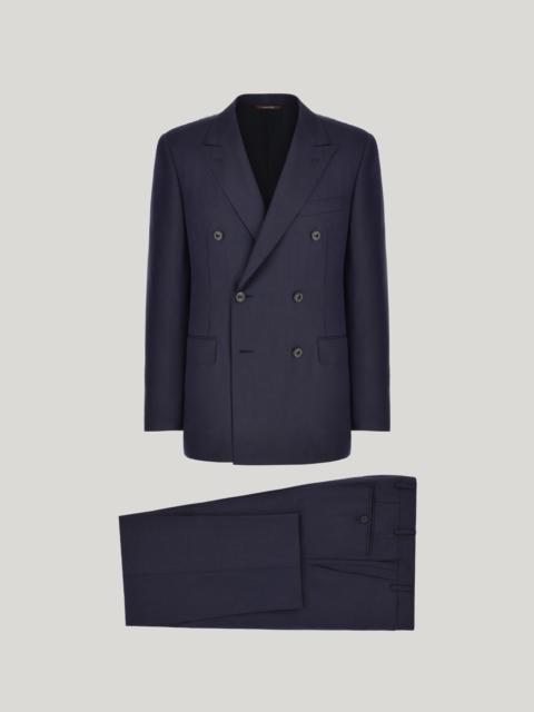 Canali NAVY BLUE SUIT IN PURE 160’S WOOL WITH DOUBLE-BREASTED JACKET