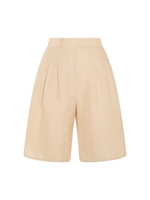 Loro Piana beige linen shorts