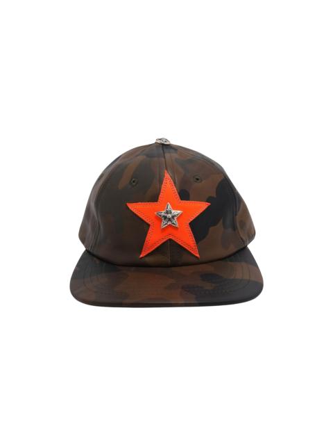 Chrome Hearts Silver Embellished Leather Star Patch Trucker Hat "Camouflage Orange" CHRM1121