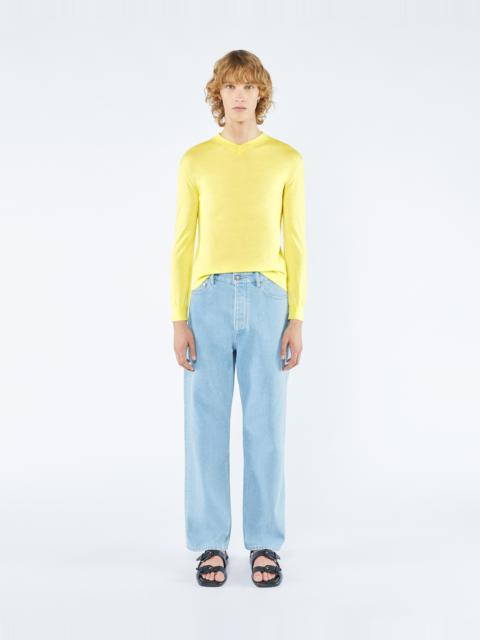 KODI - Merino wool V-neck sweater - Lime