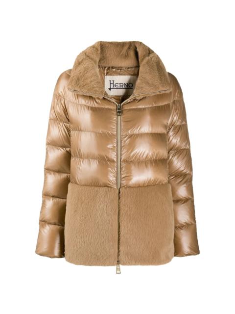 panelled high-neck puffer jacket