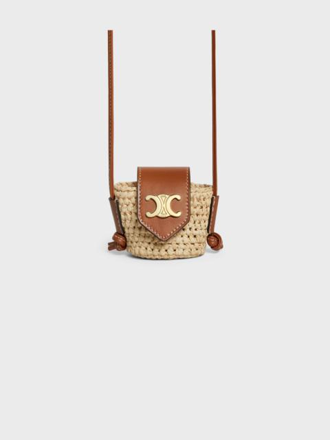 CELINE Crossbody Airpods Panier in raffia and calfskin