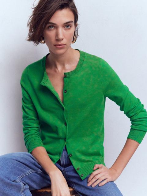 BODEN Emilia Cotton Crew Cardigan-Rich Emerald