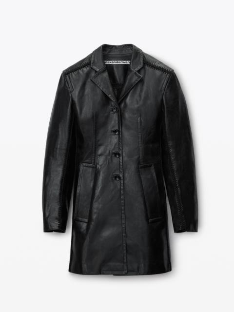 Alexander Wang Leather Coat With Crochet Seams