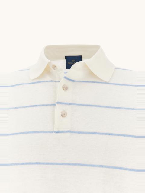 Paul & Shark PURE LINEN JERSEY POLO WITH STRIPED PATTERN