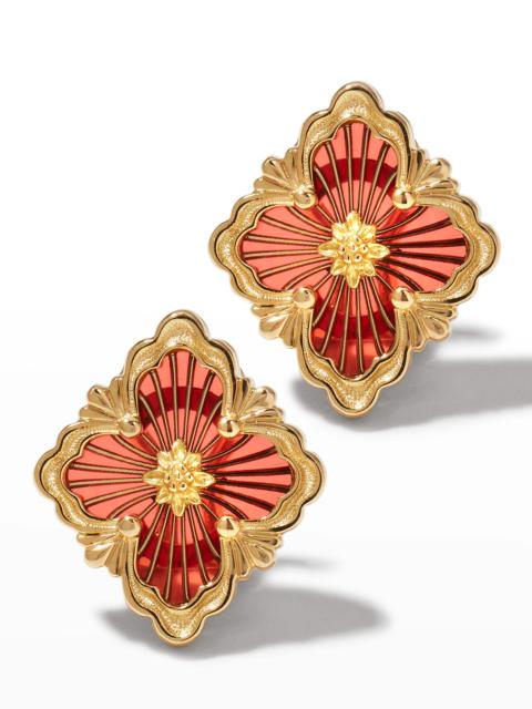 Buccellati Opera Tulle 18K Gold Red Enamel Earrings