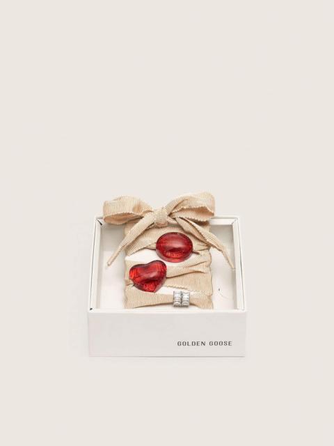 Golden Goose CNY Skins gold laces with red charms and crystals