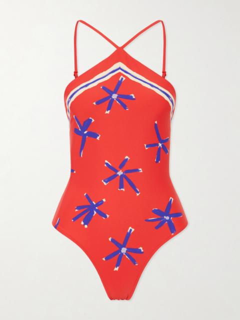 STAUD Cadence Printed Halterneck One-piece