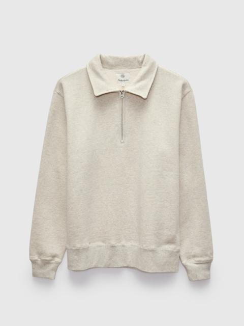 Knickerbocker Stadium Quarter Zip Sweater in Oat Grey