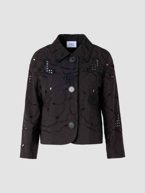 AKRIS Women's Flower Eyelet Poplin Jacket - Black