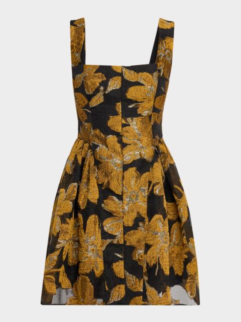 MILLY Erin Floral Brocade Fit-&-Flare Mini Dress