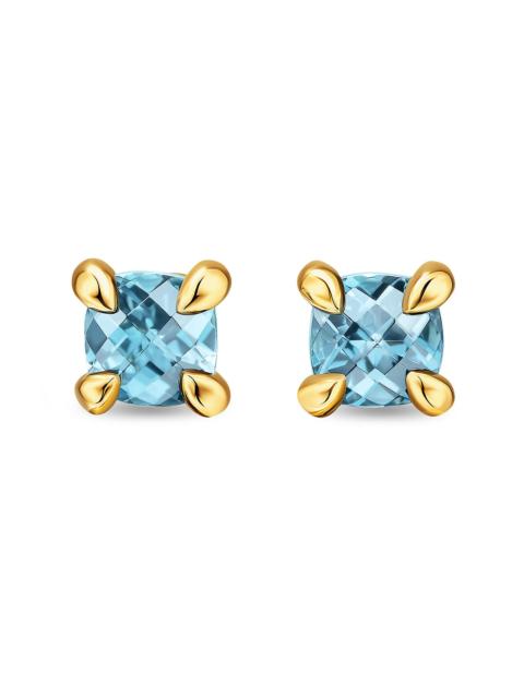 DAVID YURMAN Women's Micro Chatelaine Stud Earrings in 18K Yellow Gold - Aquamarine