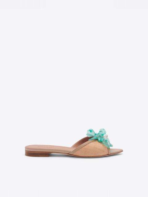 MALONE SOULIERS Cyd Beige Raffia Flat Sandals