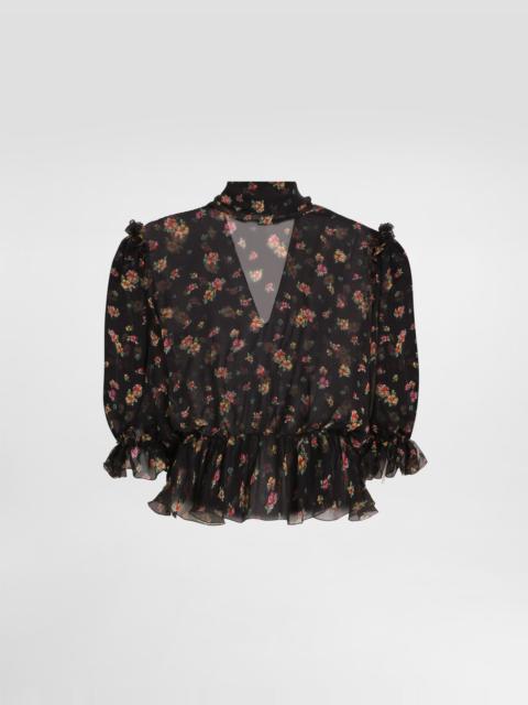 Dolce & Gabbana Small floral-print chiffon top