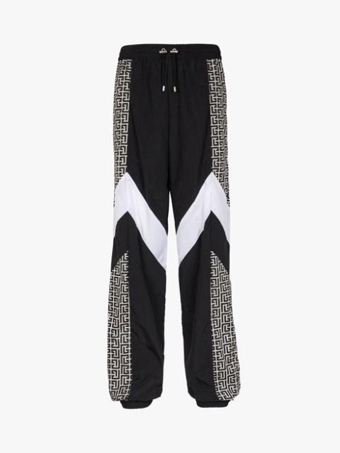 Black and white nylon sweatpants with Balmain monogram