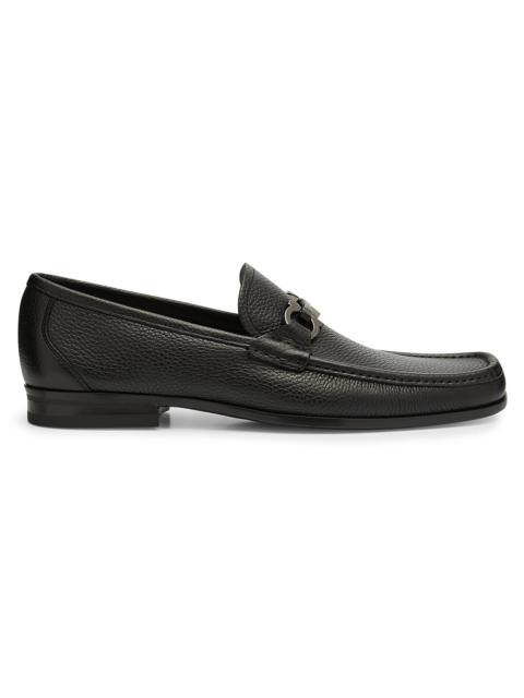 FERRAGAMO Men's Grandioso Gancini Bit Leather Loafers - Nero