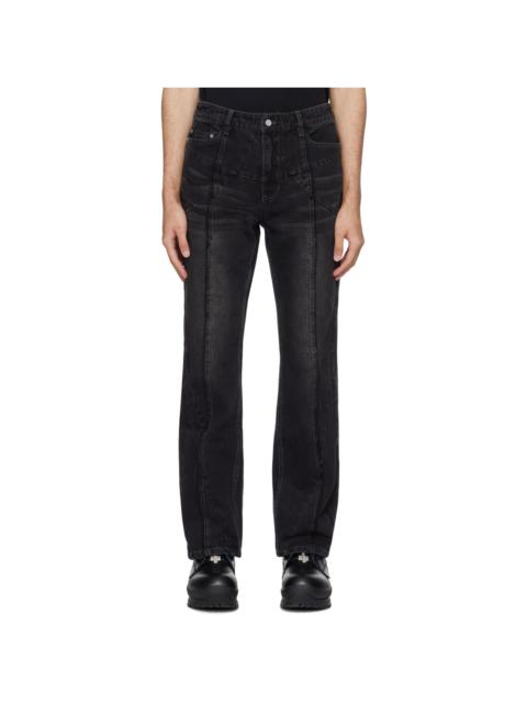 C2H4 Black Stagger Streamline Arch Jeans