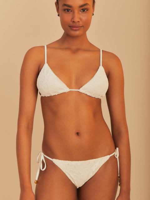 FARM RIO White Seashell Eyelet Full Tie Side Bikini Bottom