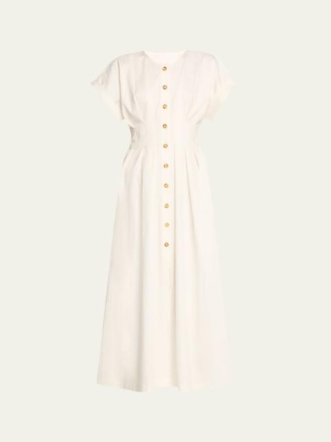 KIKA VARGAS Dena Pleated Midi Shirtdress