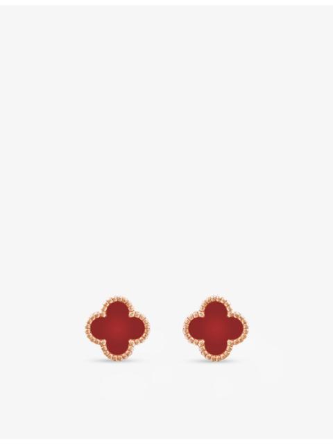 Van Cleef & Arpels Sweet Alhambra rose-gold and carnelian stud earrings