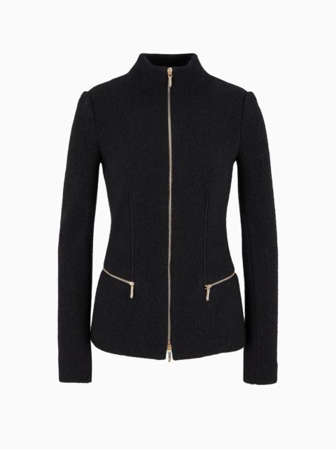 GIORGIO ARMANI Cotton, wool and cashmere double cloth zipped jacket