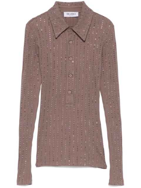 THE ATTICO Crystal-embellished Polo Top